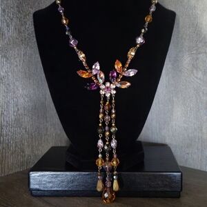 NICKY BUTLER Honey Multi Crystal & Rhinestone Tassel Designer NB Necklace NWT